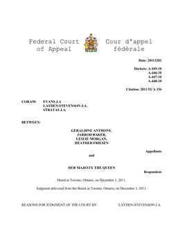 Federal Court of Appeal Cour D'appel Fédérale