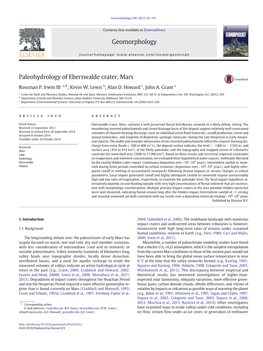 Paleohydrology of Eberswalde Crater, Mars