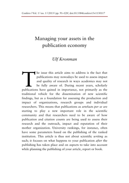 Managing Your Assets in the Publication Economy