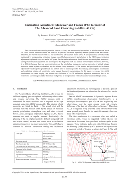 Inclination Adjustment Maneuver and Frozen Orbit Keeping of the Advanced Land Observing Satellite (ALOS)