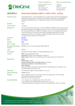 Monoclonal Antibody to AKR1C1 / DHH1 (1-323) - Purified