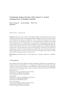 Comparing League Formats with Respect to Match Unimportance in Belgian Football