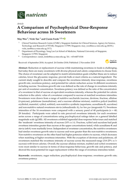 A Comparison of Psychophysical Dose-Response Behaviour Across 16 Sweeteners