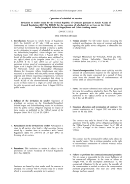 Operation of Scheduled Air Services Invitation to Tender Issued by the Federal Republic of Germany Pursuant to Article 4(1)