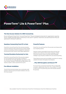 Powerterm® Lite & Powerterm® Plus