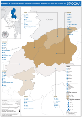 MYANMAR: 3W - All Sectors - Northern Shan State - Organizations Working in IDP Camps As of 25 March 2015