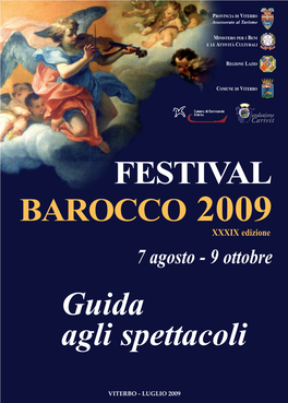 FESTIVAL BAROCCO 2009 Guida Agli Spettacoli