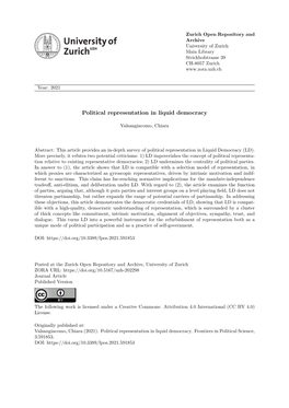 Political Representation in Liquid Democracy