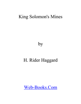 King Solomon's Mines by H. Rider Haggard Web-Books.Com