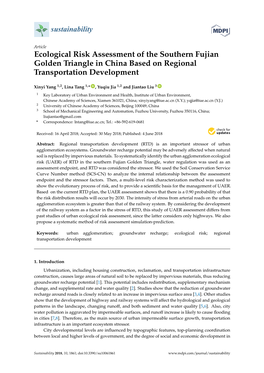 Ecological Risk Assessment of the Southern Fujian Golden Triangle in China Based on Regional Transportation Development