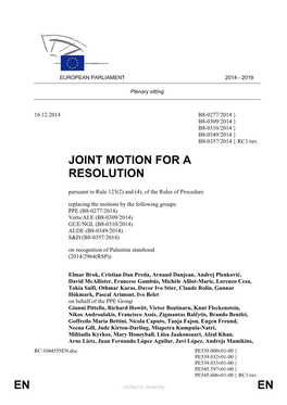 En En Joint Motion for a Resolution