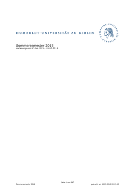 Sommersemester 2015 Vorlesungszeit:13.04.2015 - 18.07.2015