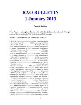 RAO BULLETIN 1 January 2013