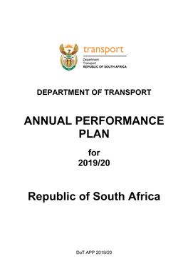 ANNUAL PERFORMANCE PLAN Republic of South Africa