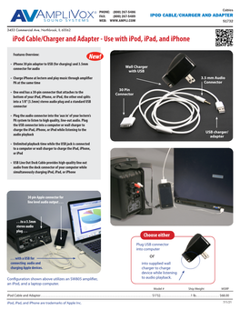 Ipod Cable/Charger and Adapter Web: S1732