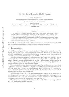 On Chordal-K-Generalized Split Graphs