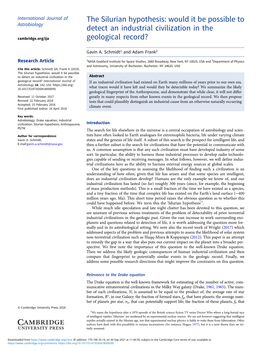 The Silurian Hypothesis: Would It Be Possible to Astrobiology Detect an Industrial Civilization in the Cambridge.Org/Ija Geological Record?