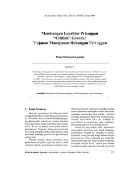 Membangun Loyalitas Pelanggan —Citilink“ Garuda: Tinjauan Manajemen Hubungan Pelanggan