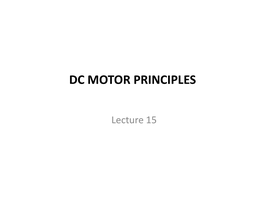 Dc Motor Principles