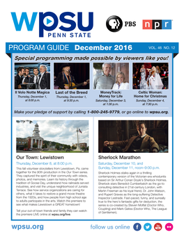 Wpsu.Org PROGRAM GUIDE December 2016