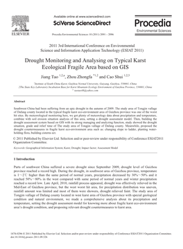 Drought Monitoring and Analysing on Typical Karst Ecological Fragile Area Based on GIS