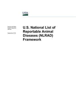 U.S. National List of Reportable Animal Diseases