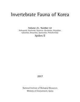 Invertebrate Fauna of Korea