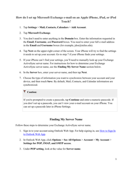 How Do I Set up Microsoft Exchange E-Mail on an Apple Iphone, Ipad, Or Ipod Touch?