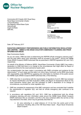 Determination of the Off-Site Emergency Planning and Prior Information Areas for HM Naval Base Clyde