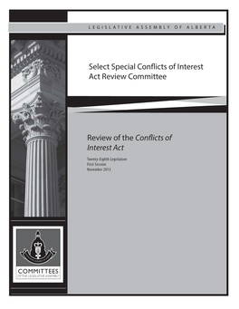 Review of the Conflicts of Interest Act Select Special Conflicts of Interest Act Review Committee