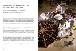 In Situ Heat Flow Measurements on the Earth, Moon, and Mars