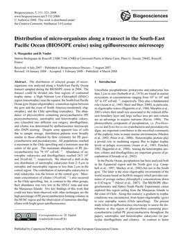 Distribution of Micro-Organisms Along a Transect in the South-East Pacific