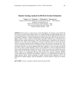 Remote Sensing Analysis in RUSLE Erosion Estimation