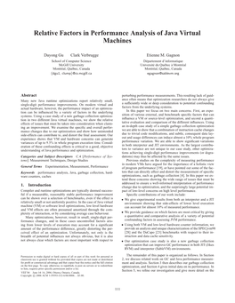 Relative Factors in Performance Analysis of Java Virtual Machines