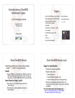 Introduction to Freebsd Additional Topics
