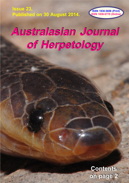 Australasian Journal of Herpetology ISSN 1836-5698 (Print)1 Published on 30 August 2014