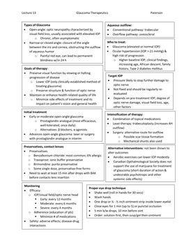 Lecture 13 Glaucoma Therapeutics Paterson Types Of