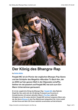 Der König Des Bhangra-Rap | Norient.Com 2 Oct 2021 07:14:22