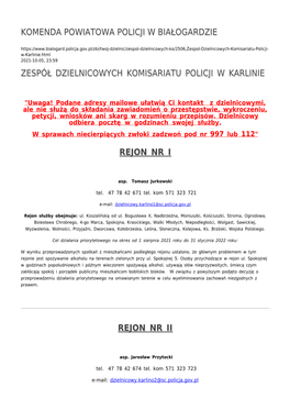 Zespół Dzielnicowych Komisariatu Policji W Karlinie