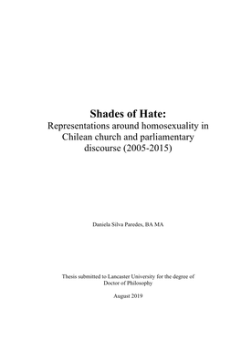 Shades of Hate: Representations Around Homosexuality in Chilean Church and Parliamentary Discourse (2005-2015)