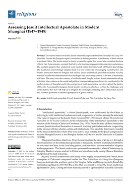 Assessing Jesuit Intellectual Apostolate in Modern Shanghai (1847–1949)