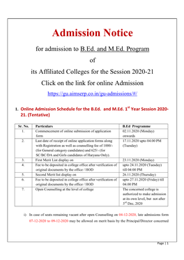 B.Ed. Admission