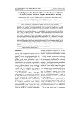 Abundant Prey Or Optimal Microhabitat? Natrix Tessellata Stays Hidden in Safe Areas in a Diverse Floodplain Along the Danube at Göd, Hungary