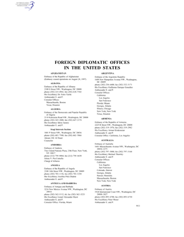 Foreign Diplomatic Offices in the United States