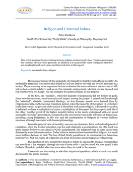 Religion and Universal Values