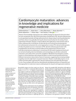 Cardiomyocyte Maturation: Advances in Knowledge and Implications for Regenerative Medicine