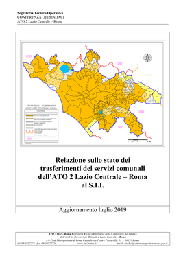 Relazione Sullo Stato Dei Trasferimenti Dei Servizi Comunali Dell’ATO 2 Lazio Centrale – Roma Al S.I.I