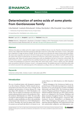 ﻿Determination of Amino Acids of Some Plants from Gentianaceae Family