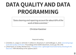 Data Quality and Data Programming