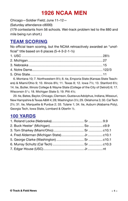 1926 NCAA MEN Chicago—Soldier Field; June 11–12— (Saturday Attendance C8000) (179 Contestants from 56 Schools